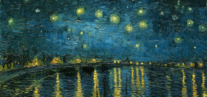 Vincent van Gogh: Hvězdná noc nad Rhônou (1888, Muzeum d'Orsay, Paříž, detail)
