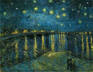 Vincent van Gogh: Hvězdná noc nad Rhônou (1888, Muzeum d'Orsay, Paříž)