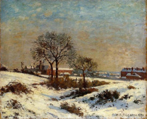 Camille Pissarro: Krajina pod sněhem, Horní Norwood (1871)